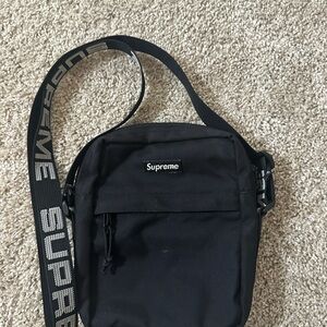 Supreme Black Logo Strap Crossbody Bag